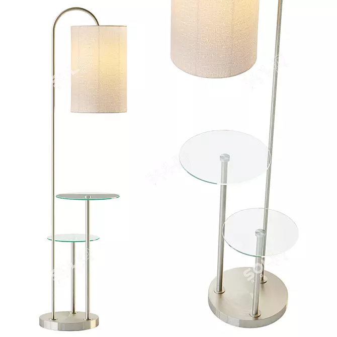 John Lewis Glass Shelf Floor Lamp 3D model image 1