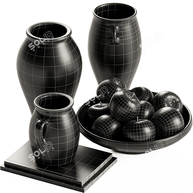 Fairfax Terracotta Vases Decor Set 3D model image 4