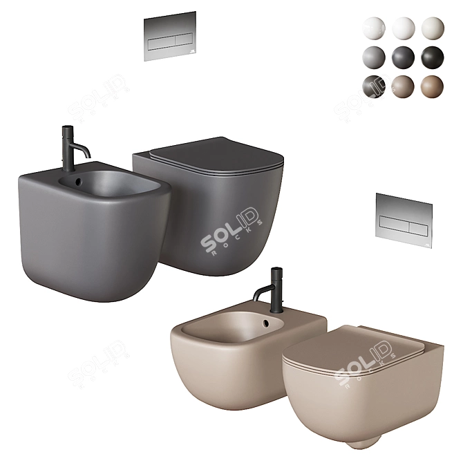 Le Bacinelle Era Ceramic Bathroom Set 3D model image 1