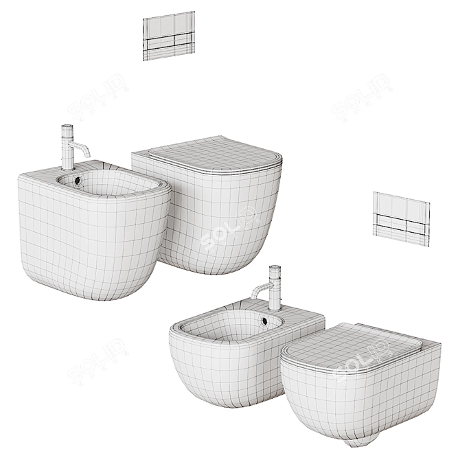 Le Bacinelle Era Ceramic Bathroom Set 3D model image 5