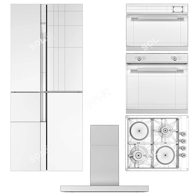 Maunfeld 5-Piece Kitchen Appliance Set 3D model image 7