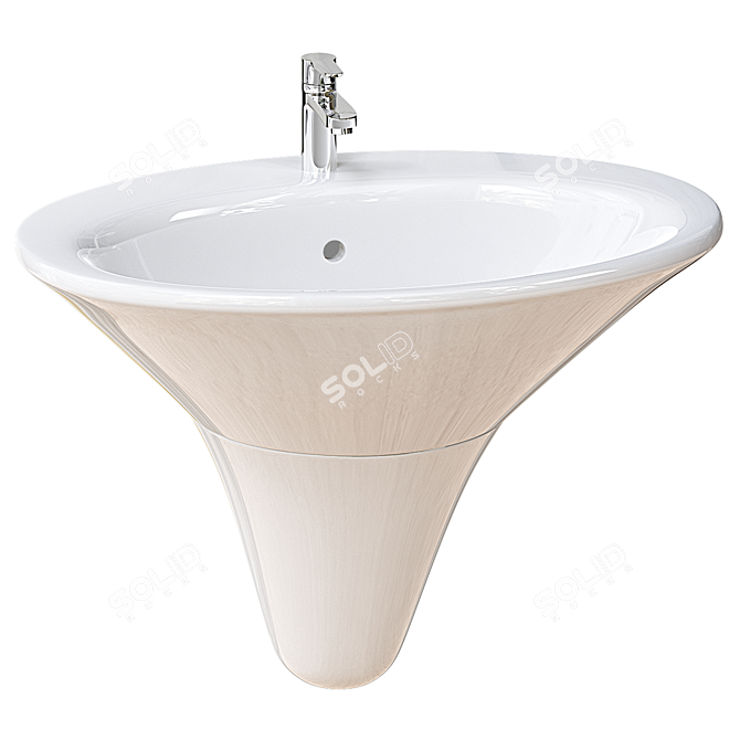 Contemporary Wall-Mounted Sink YR37 3D model image 1