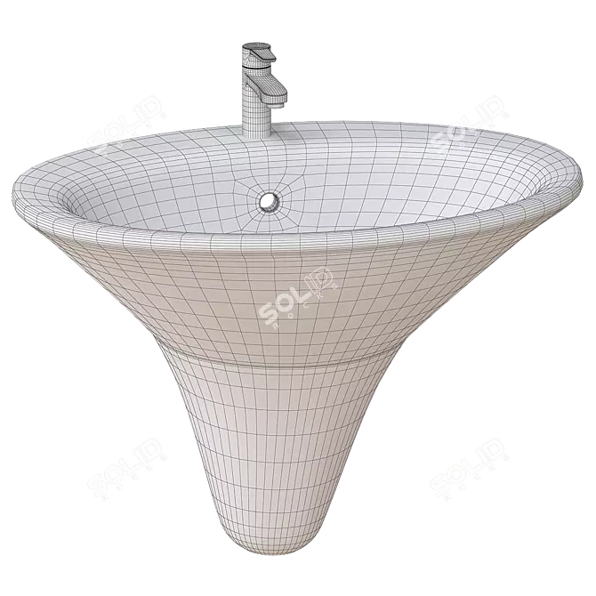 Contemporary Wall-Mounted Sink YR37 3D model image 2