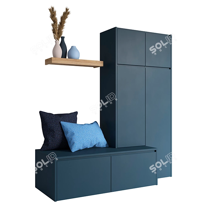 Graphic Shoe Cabinet in Gray 3D model image 2