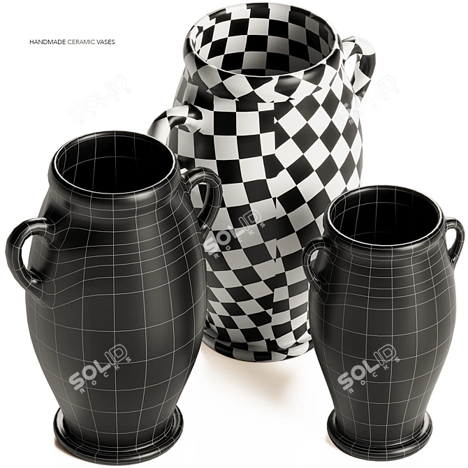 Artisanal Terra Clay Vases 3D model image 3