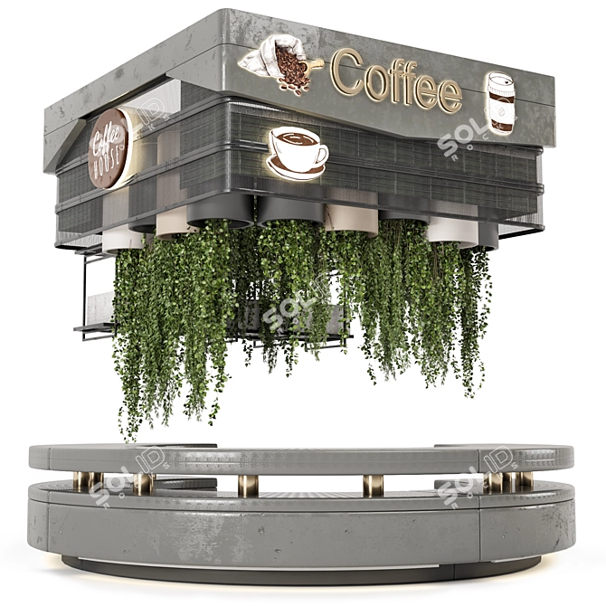 Vintage Coffee Reception Desk Set 3D model image 1