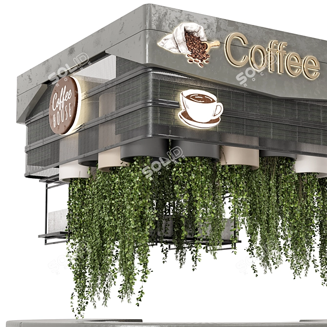 Vintage Coffee Reception Desk Set 3D model image 3