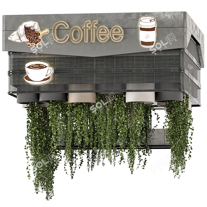 Vintage Coffee Reception Desk Set 3D model image 4