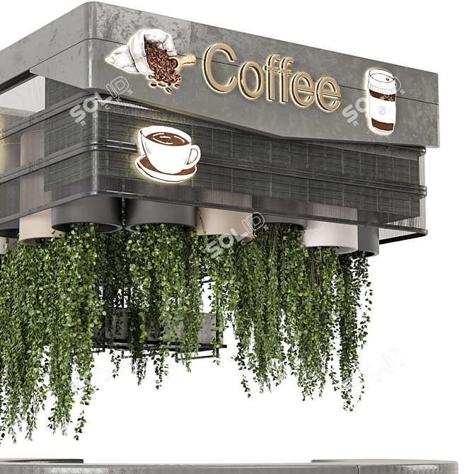 Vintage Coffee Reception Desk Set 3D model image 5