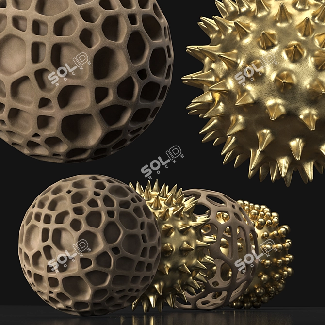 Clay and Brass Abstract Sculptures 3D model image 3