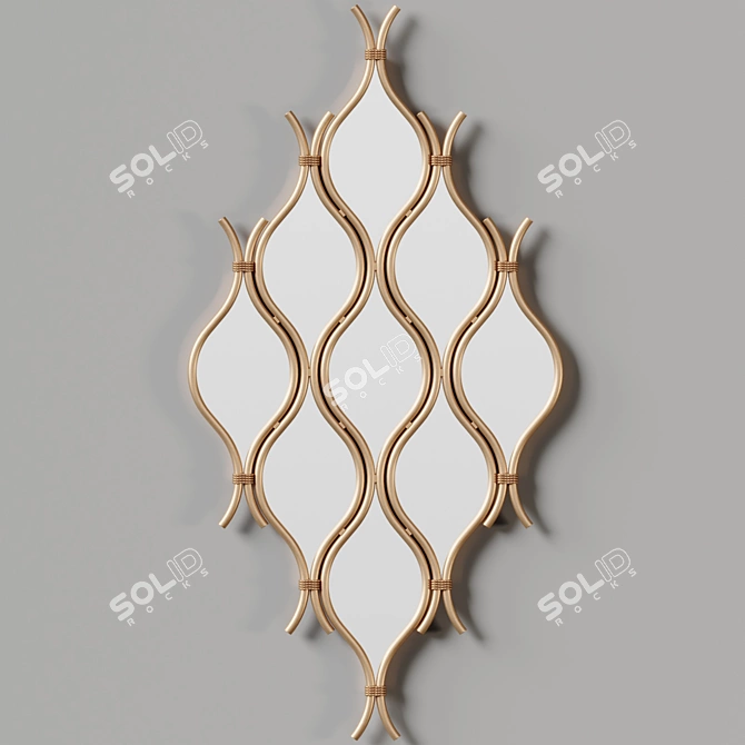 Abstract Gold Metal Wall Mirror 3D model image 2