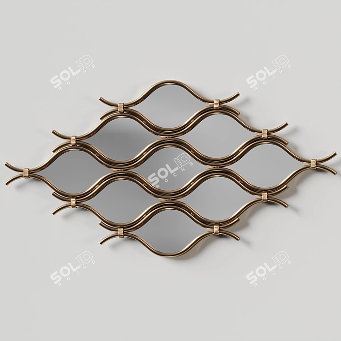 Abstract Gold Metal Wall Mirror 3D model image 4