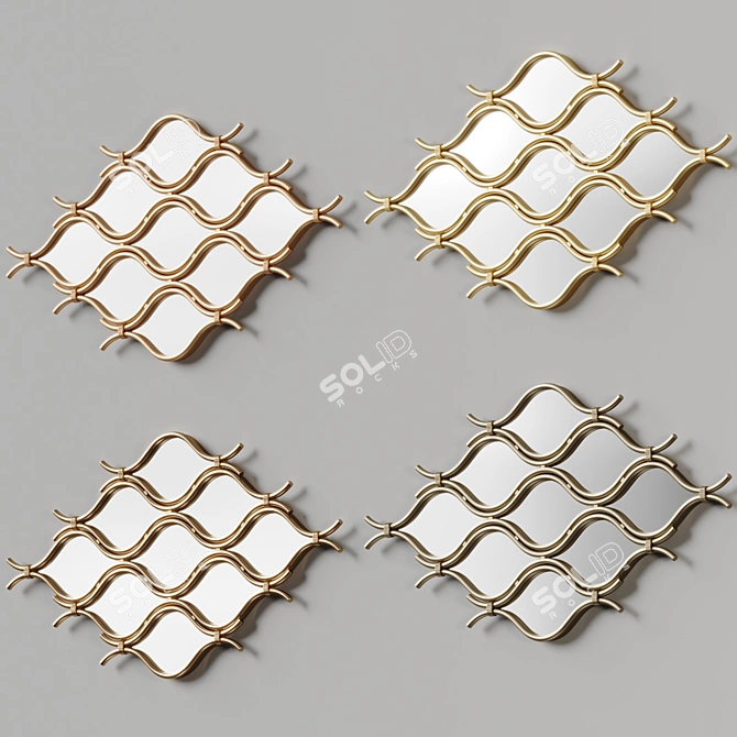 Abstract Gold Metal Wall Mirror 3D model image 5