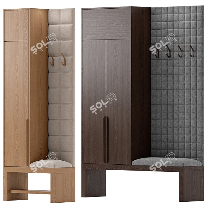 Textured Fabric and Wood Entryway 3D model image 1