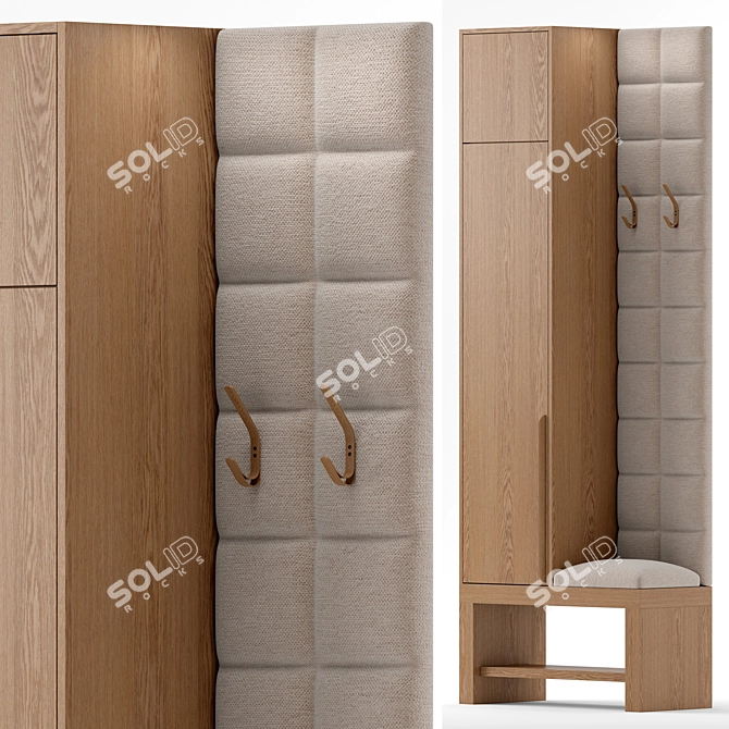 Textured Fabric and Wood Entryway 3D model image 2