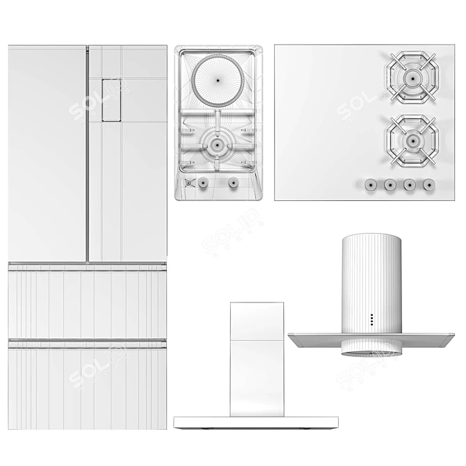 Modern Black Maunfeld Appliance Bundle 3D model image 7