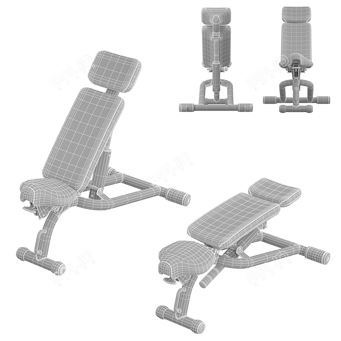 Adjustable Technogym Bench (Eng) 3D model image 6