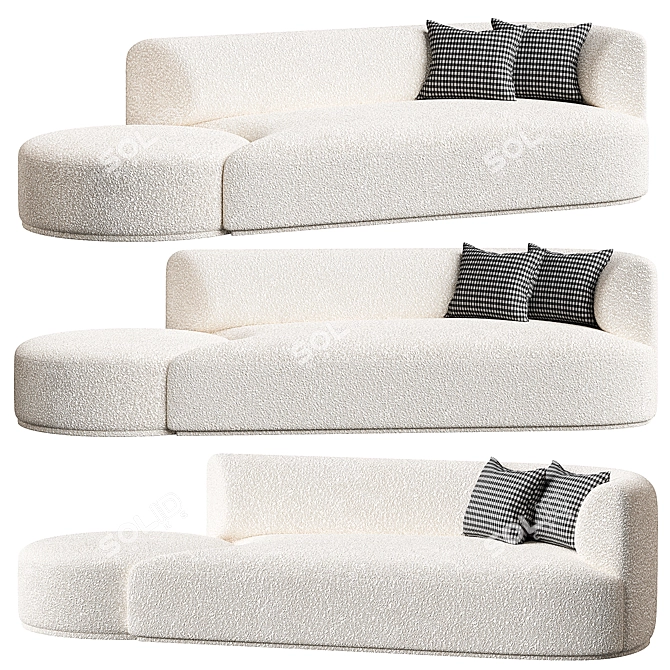 Boucle Modular Chaise Sofa Cream 3D model image 1