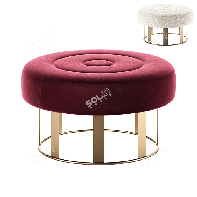 Large White Round Ottomans Set 3D model image 1