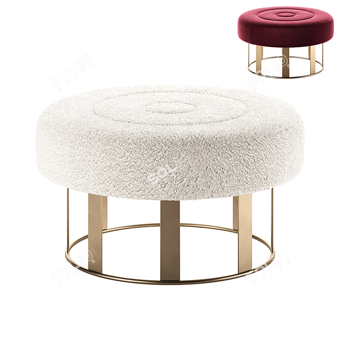 Large White Round Ottomans Set 3D model image 2