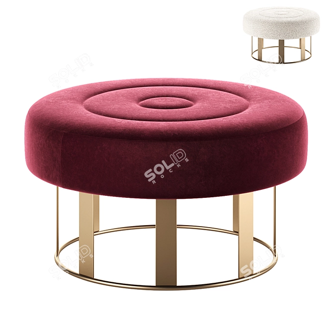 Large White Round Ottomans Set 3D model image 4