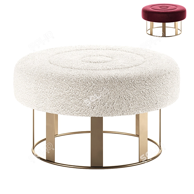 Large White Round Ottomans Set 3D model image 5