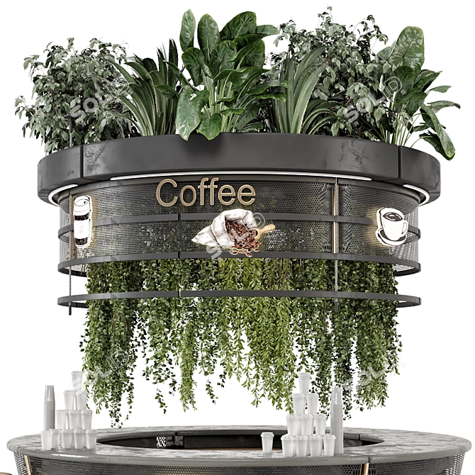 Modern Coffee Reception Desk 3D 3D model image 3