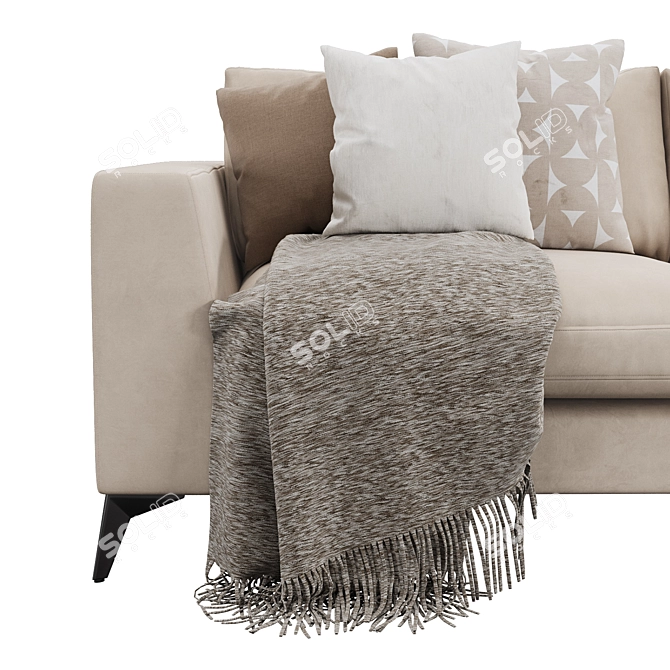 Lennox Twin Sofa Set with Velvet and Jute Upholstery 3D model image 3