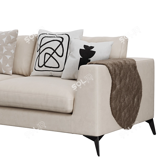 Lennox Twin Sofa Set with Velvet and Jute Upholstery 3D model image 4