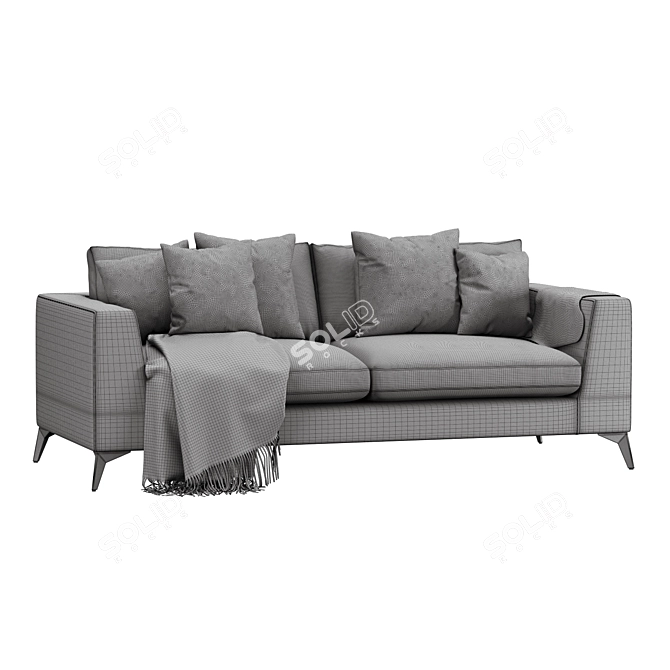 Lennox Twin Sofa Set with Velvet and Jute Upholstery 3D model image 5