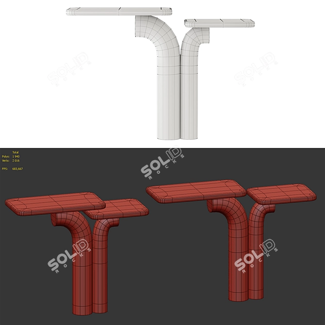 Wooddi Dragée Console Set 3D model image 7