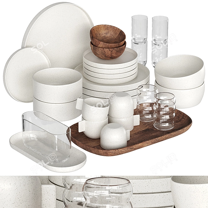 Eggshell Effect Ceramic & Glassware 3D model image 8