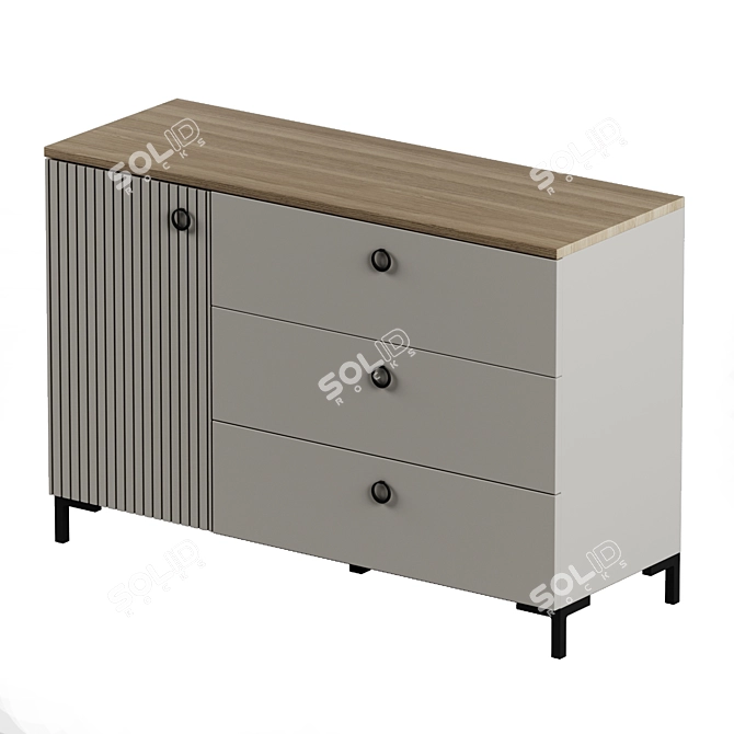 Zima One-Door Chest with Drawers 3D model image 2