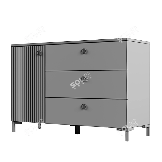 Zima One-Door Chest with Drawers 3D model image 4