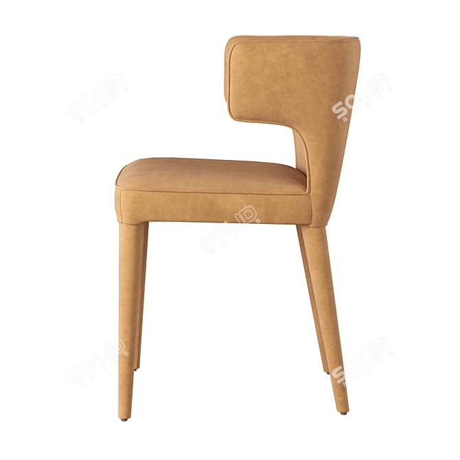 Modern Vegan Leather Dining Armchair 3D model image 3