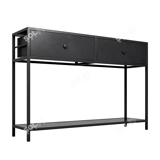 Metal Black Console with Drawers 3D model image 1