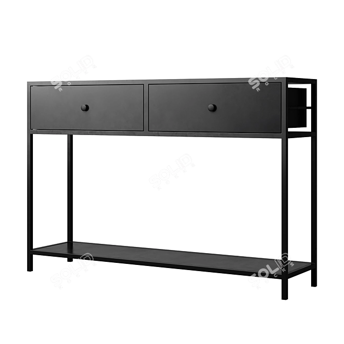 Metal Black Console with Drawers 3D model image 2