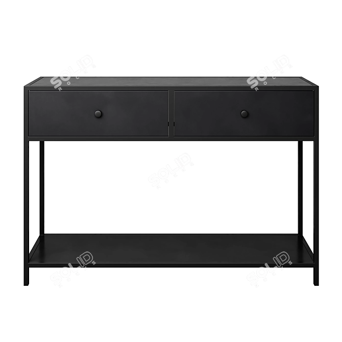 Metal Black Console with Drawers 3D model image 3