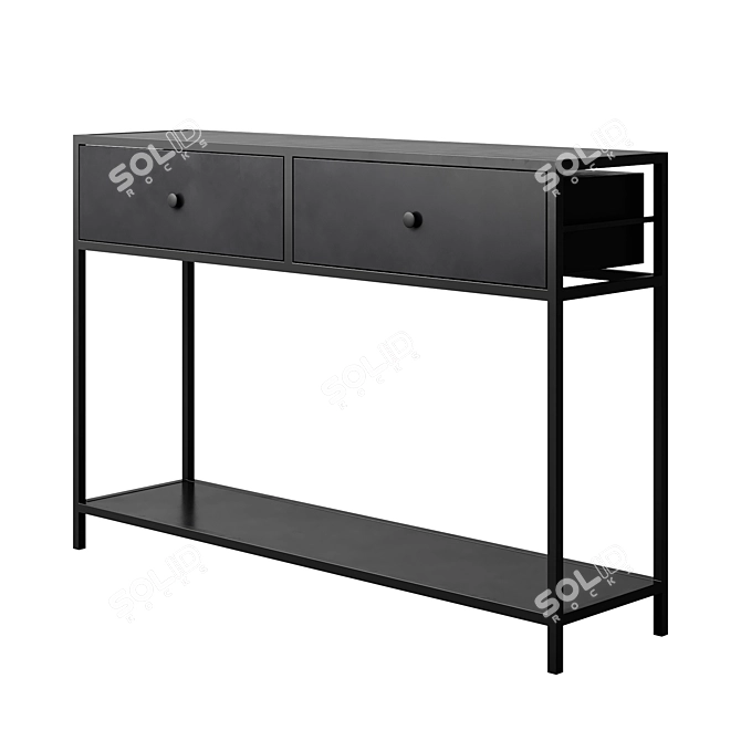 Metal Black Console with Drawers 3D model image 4