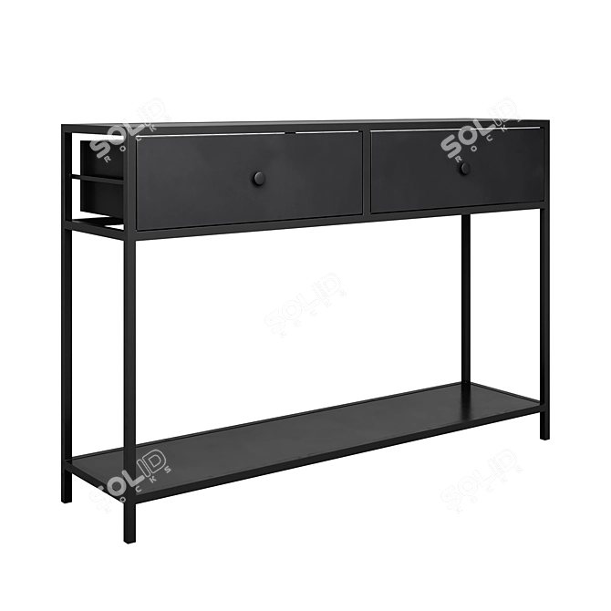 Metal Black Console with Drawers 3D model image 5