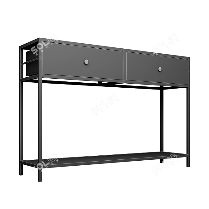 Metal Black Console with Drawers 3D model image 6