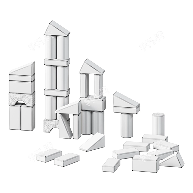 Underhålla Wooden Building Blocks Set 3D model image 4