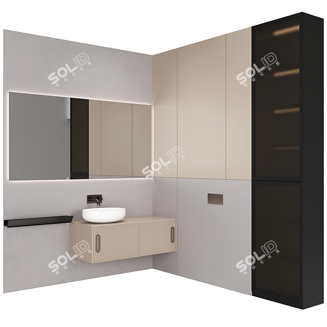 Modern Bathroom Vanity Set 3D model image 1