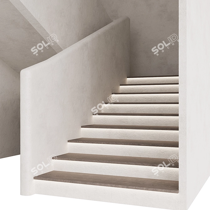 Modern P-Shape Decorative Wood Staircase 3D model image 4