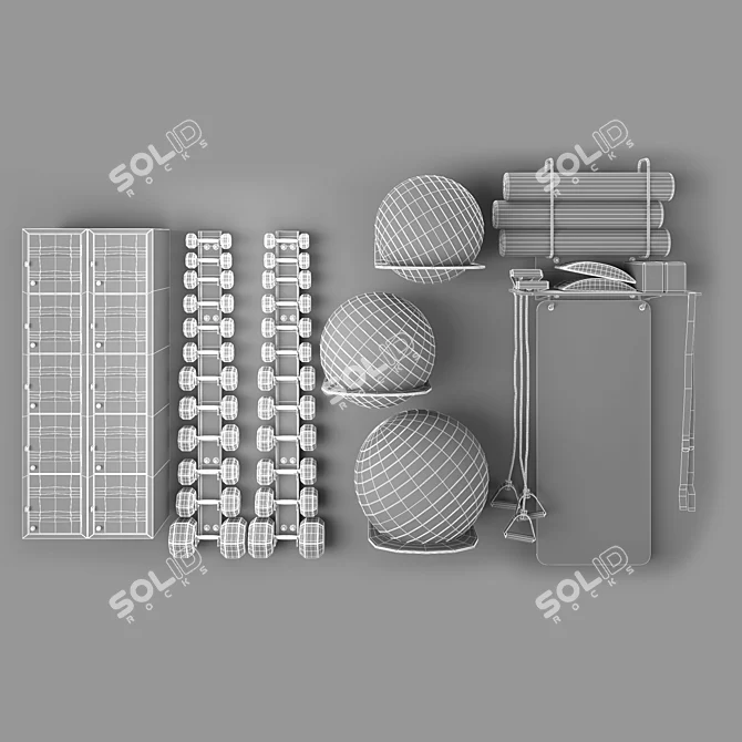 Room Fitness Club Gym Equipment 3D model image 5