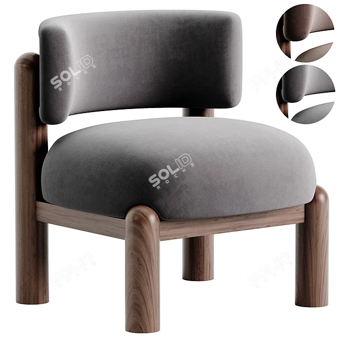 Cozy Shearling Accent Chair 3D model image 3