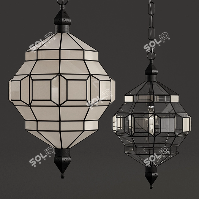 Elegant Alhambra Black Lantern 3D model image 2