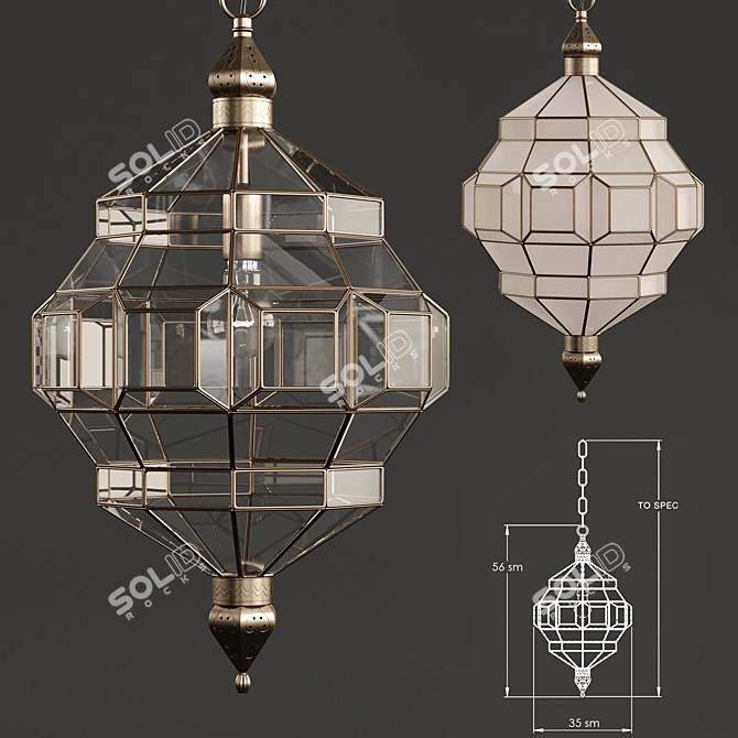 Elegant Alhambra Black Lantern 3D model image 4