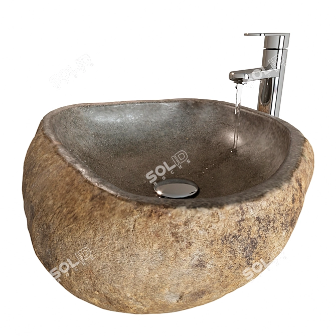 Handcrafted Stone Sink Artistry 3D model image 1