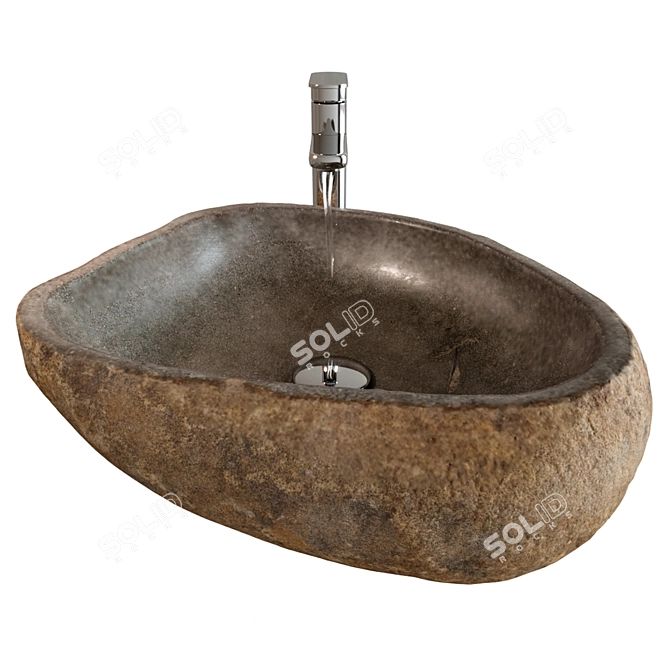 Handcrafted Stone Sink Artistry 3D model image 2